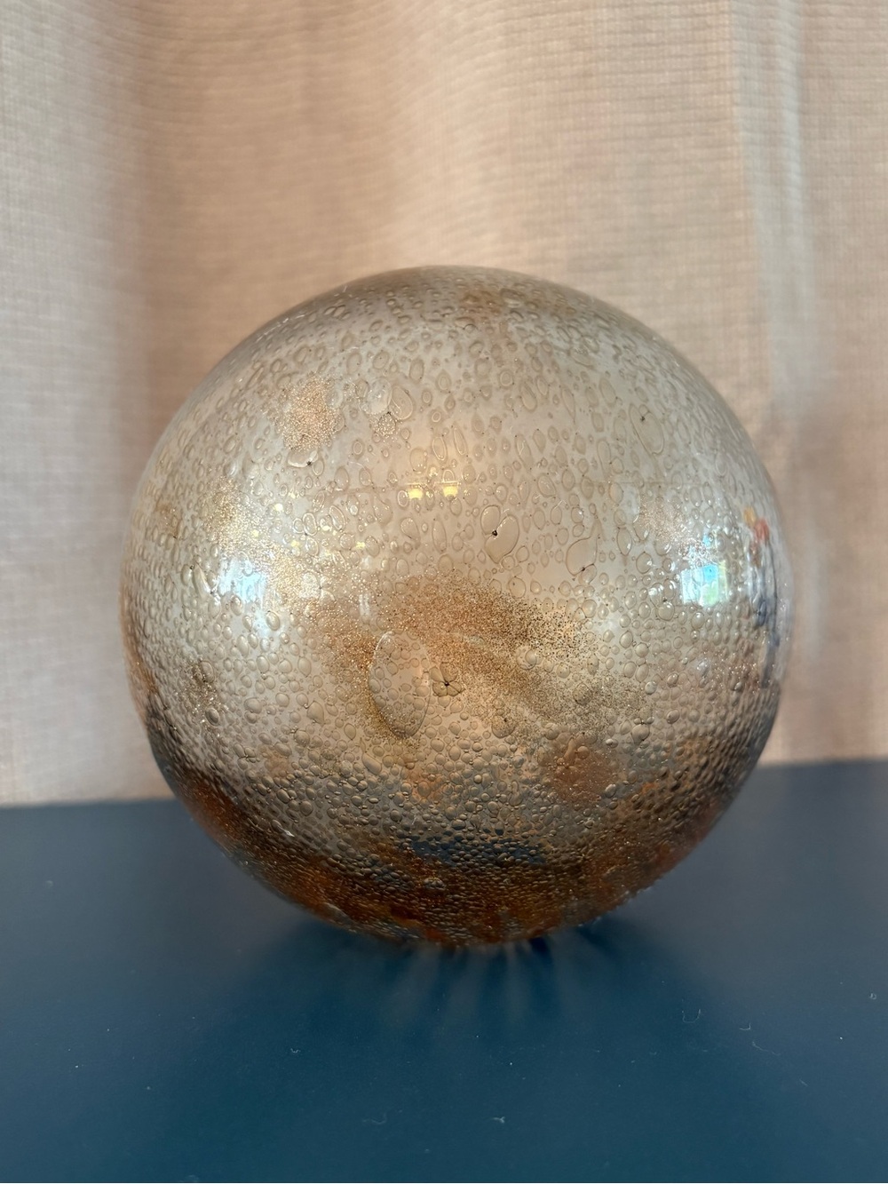 Decorative Metallic Glass Sphere - Gold Accent